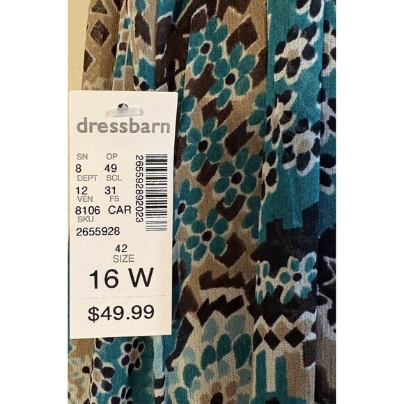 Dressbarn Tank Midi Shift Dress Brown Turquoise Paisley‎ Crochet NEW Sz 16W - Picture 9 of 13
